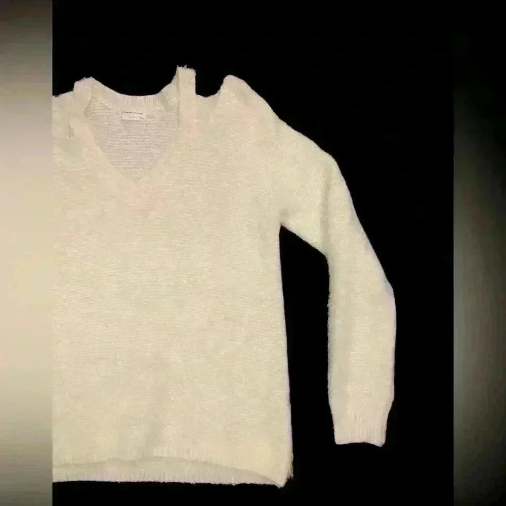 Lovers & Friends Ivory Cutout Fuzzy Sweater.